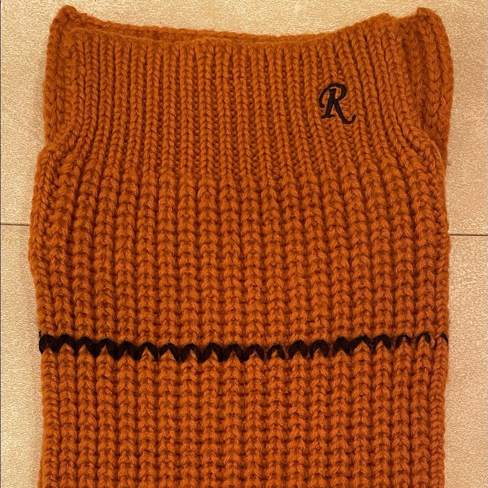 FW18 RAF Simons virgin wool brown striped collar scarf